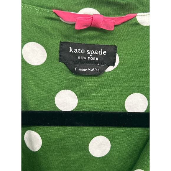 Kate Spade Green Pink White Polka Dots Pajama Shorts Set Size Large - Picture 2 of 13